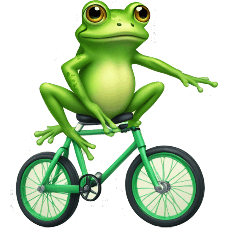 green frog on a unicycle in a very cute cartoon art style emoji