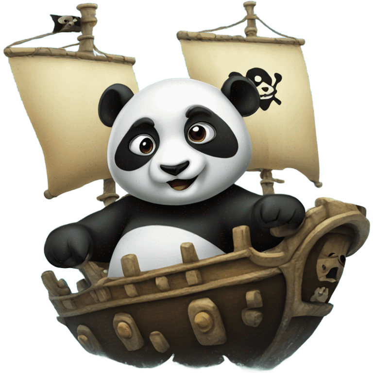 Panda with pirate ship emoji