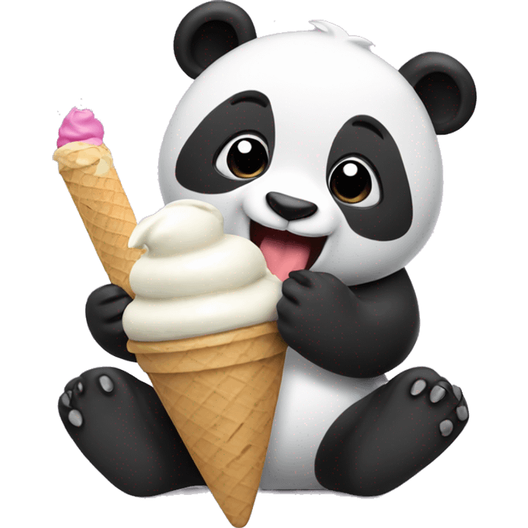 Panda eating ice cream emoji