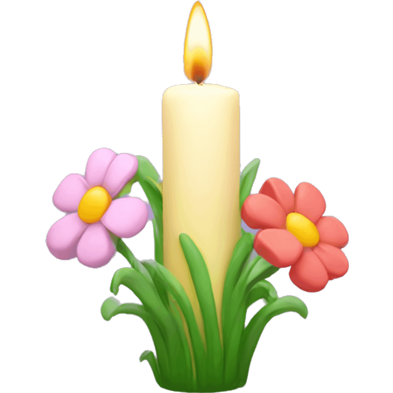 Spring candle with flowers  emoji