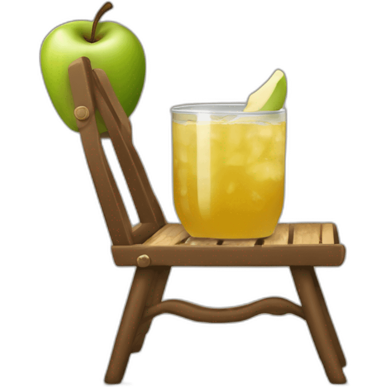 Cheval qui boit du jus de pomme sur une chaise emoji