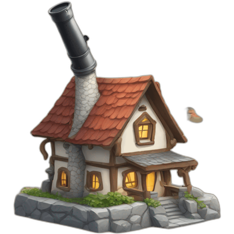 Magic house with telescope emoji