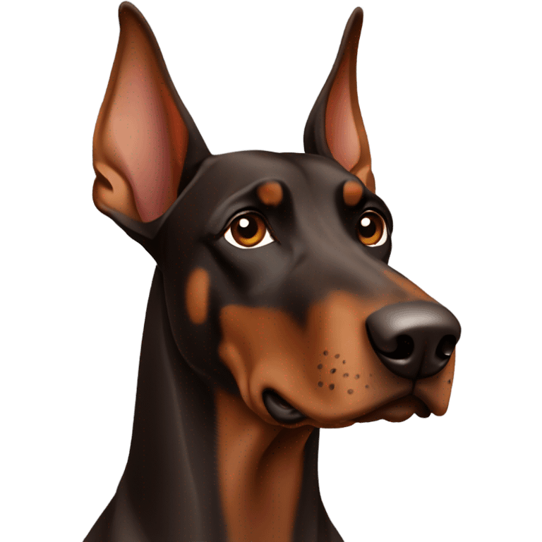 Brown Doberman without cropped ears face emoji