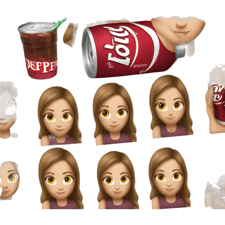 white girl with brown hair drinking a dr pepper  emoji