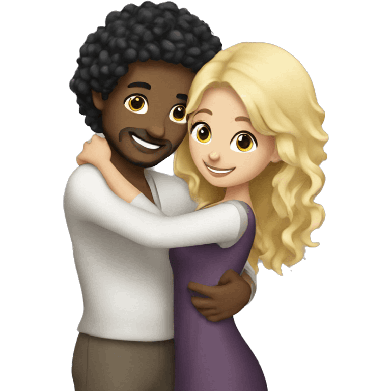 Arab Man black curly hair hugging blonde girl  emoji