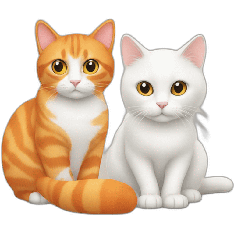 Orange cat and Pure white cat emoji