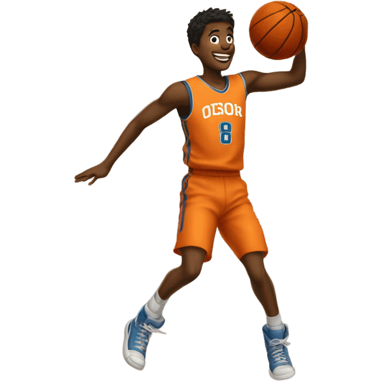 jumping boys in basketball jersey with the number 8 emoji