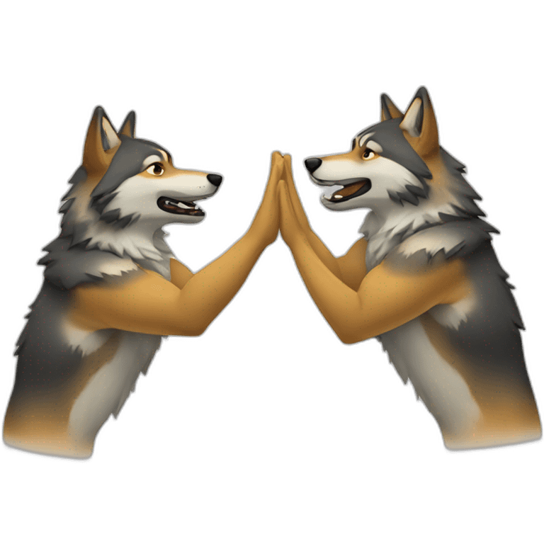 two-wolves-high-fiving emoji