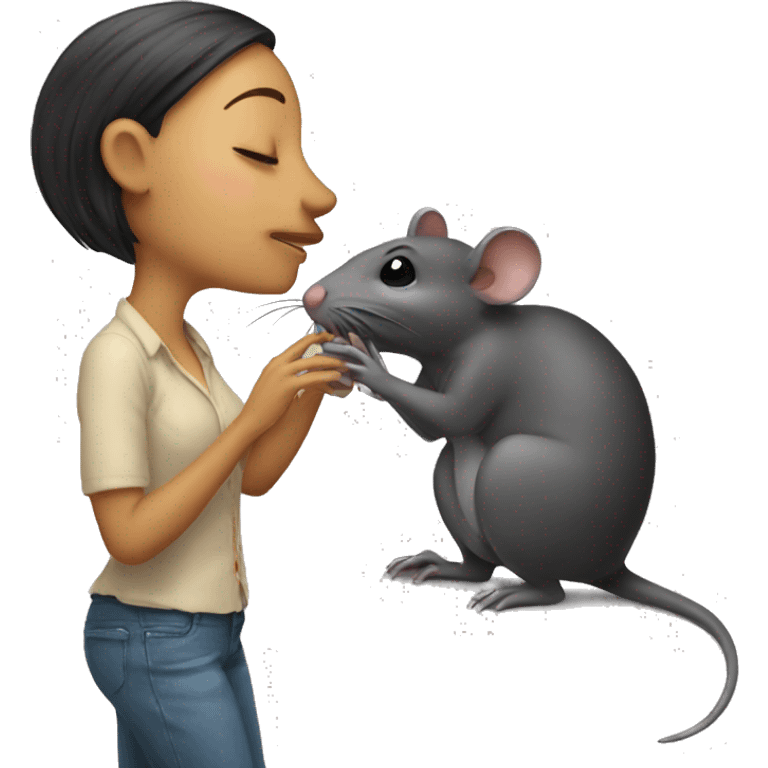 a rat kissing a woman emoji