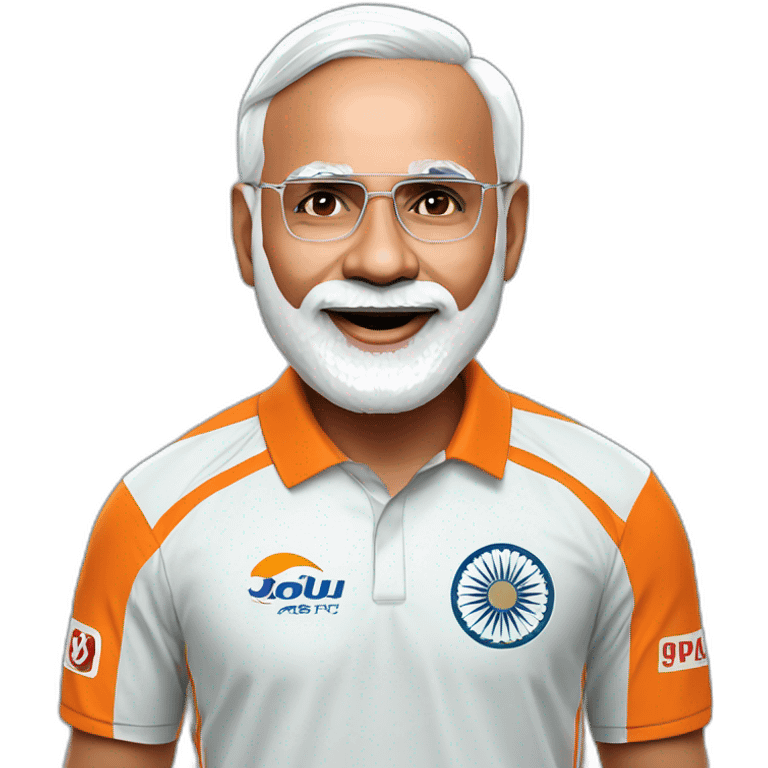 hyper realistic narendra modi in indian cricket team jersey doing cristiano ronaldo's celebration 'siuuu' emoji