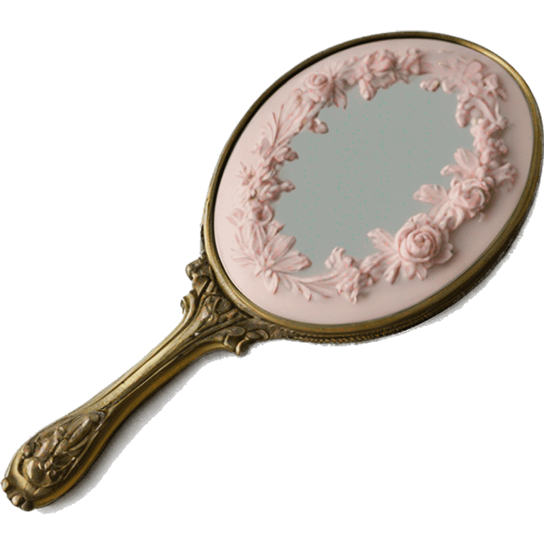 vintage rococo light pink dainty floral hand mirror emoji