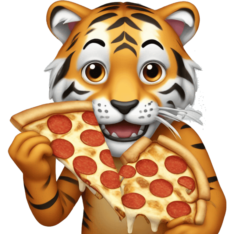 Tiger eating pizza emoji