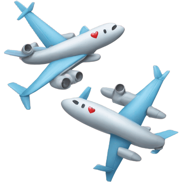 Two airplanes in love emoji