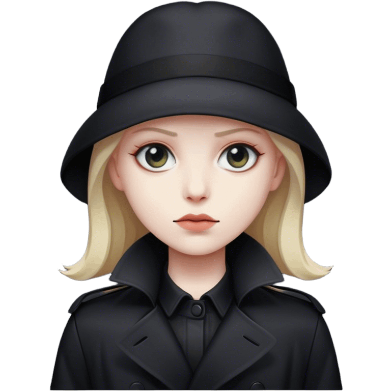 A shadowy figure in a black trench coat emoji