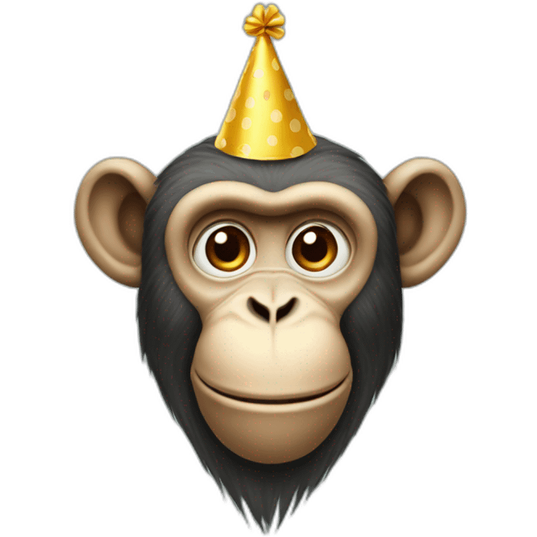 monkey head wearing a small birthday hat emoji