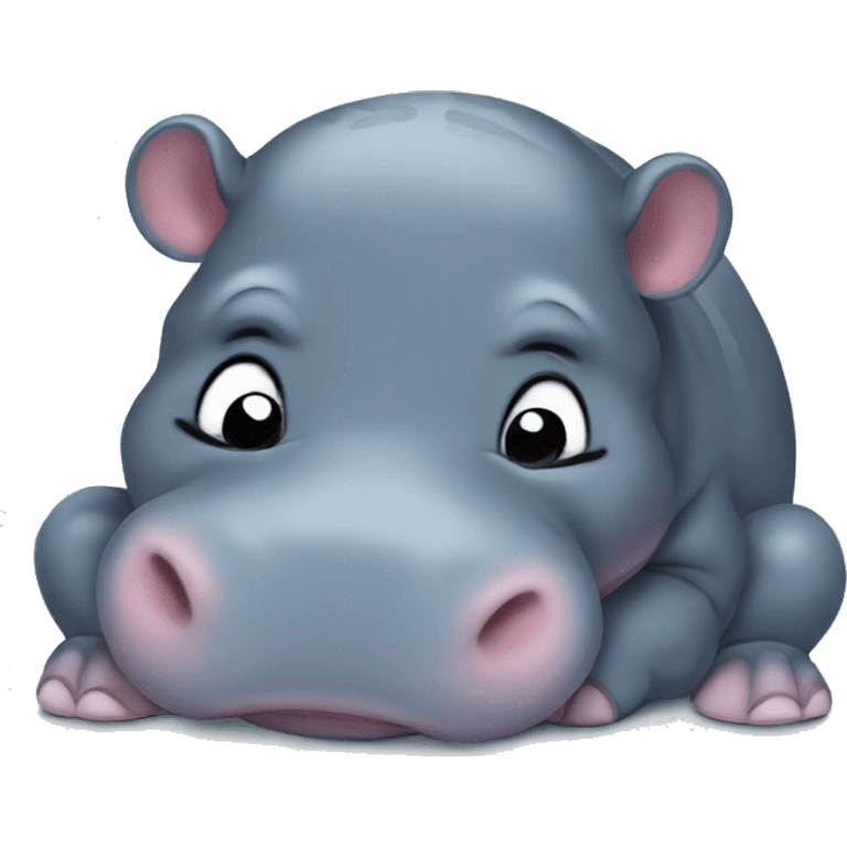 Baby hippo taking a nap emoji