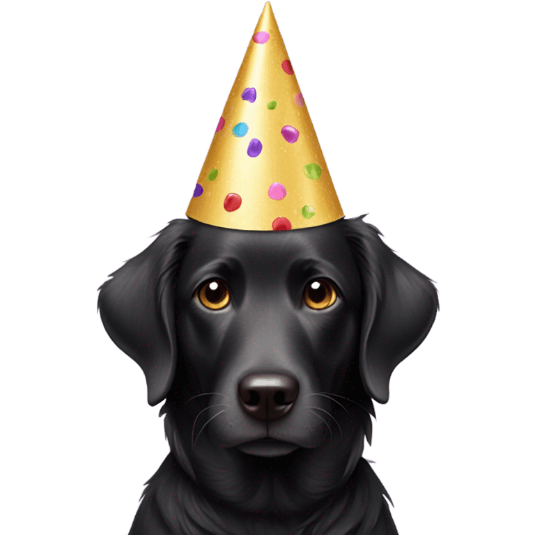 Black dog in party hat emoji