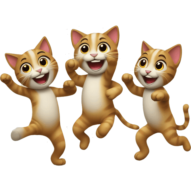 6 happy cats dancing the conga emoji