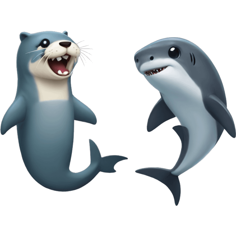 otter and shark friends emoji