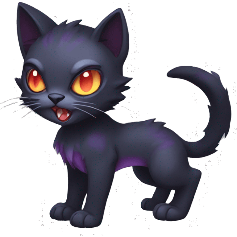 cool edgy fantasy dark-shadow-themed animal vampiric cat hybrid Fakemon full body emoji