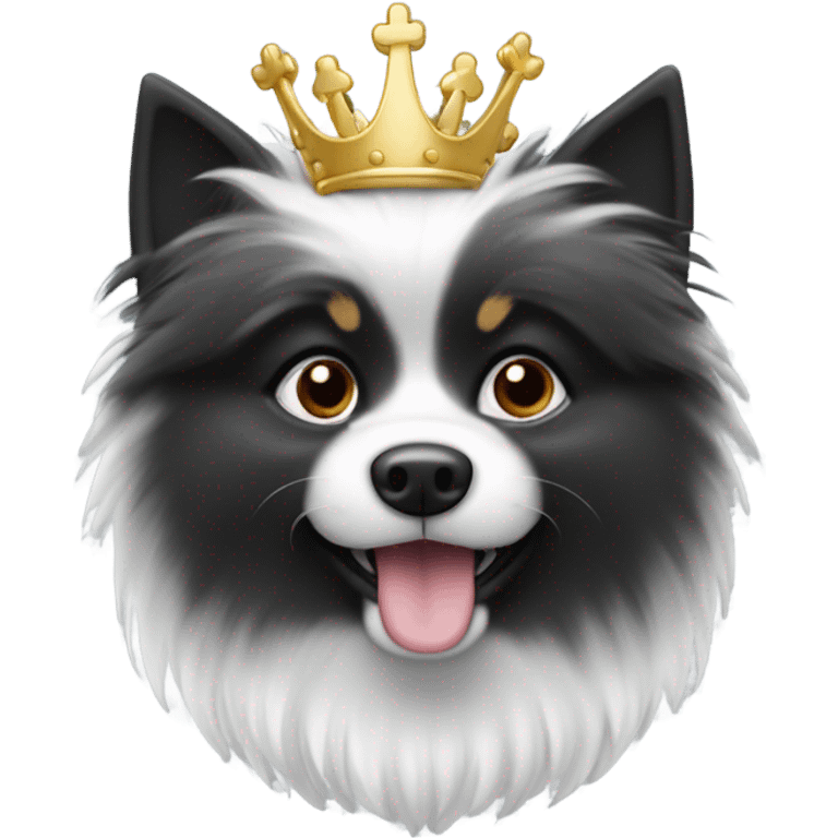 Spitz nain blanc et noir avec couronne emoji