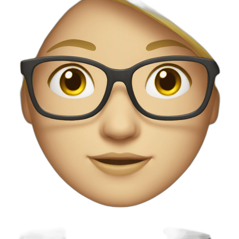 Blond girl wearing glasses with pc emoji