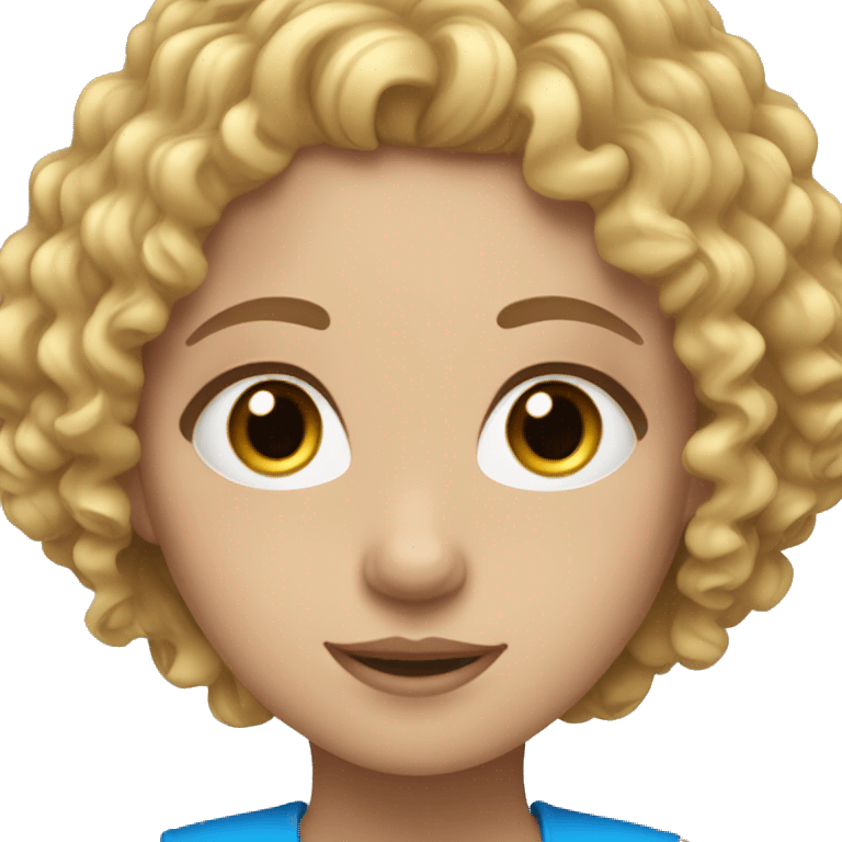 girl with curly brown hair with blonde ends and blue eyes with eyelashes emoji