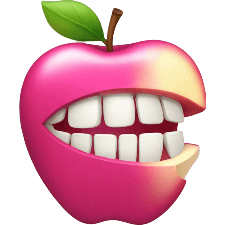 a pink apple with a bite emoji