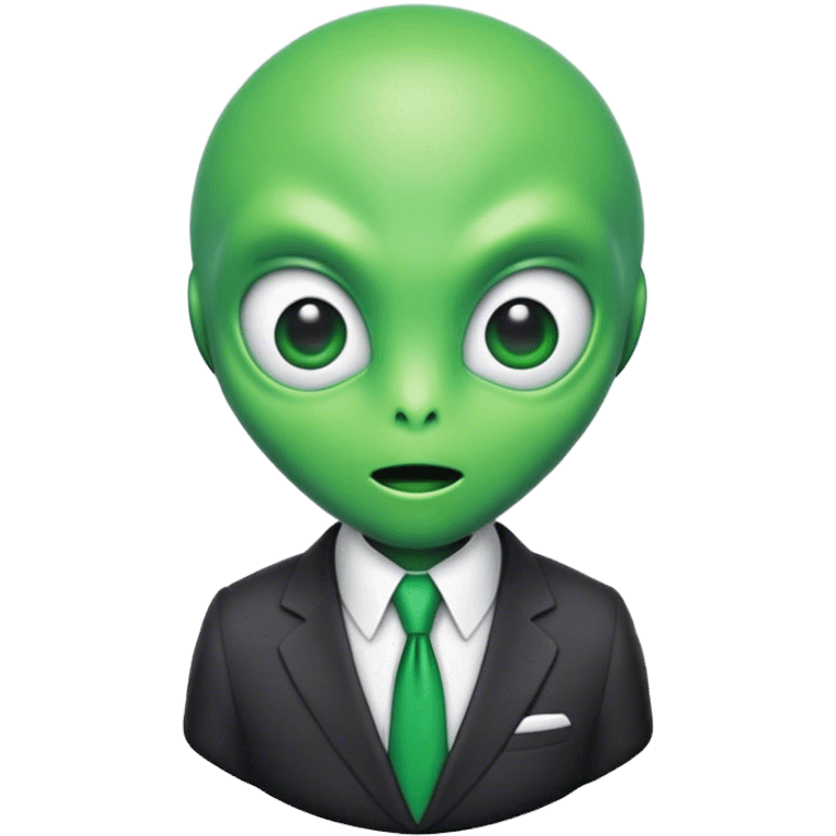 portrait of An alien in a suit emoji with a green-colored head.  emoji