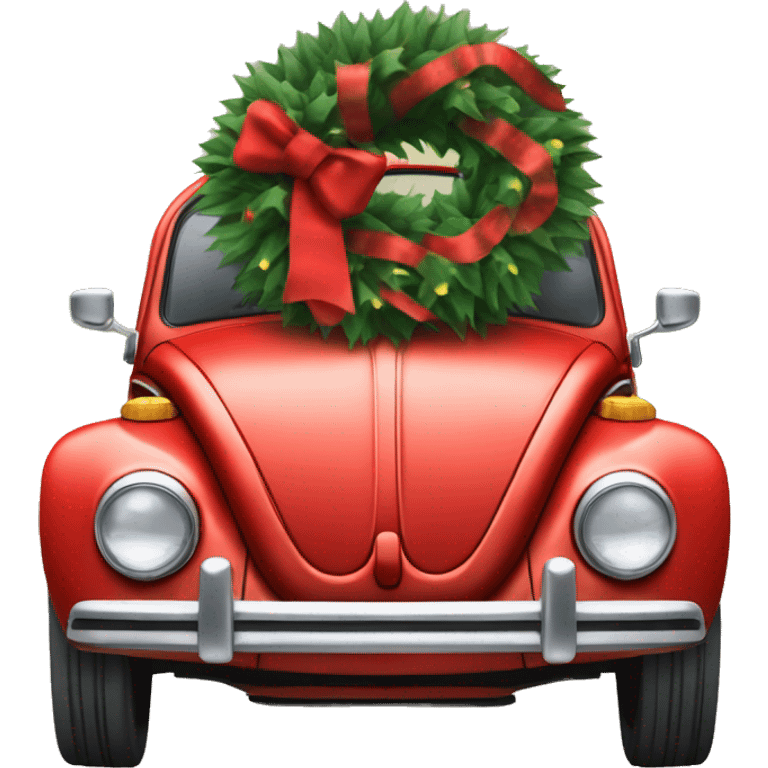 Volkswagen Beetle with Christmas wreath  emoji