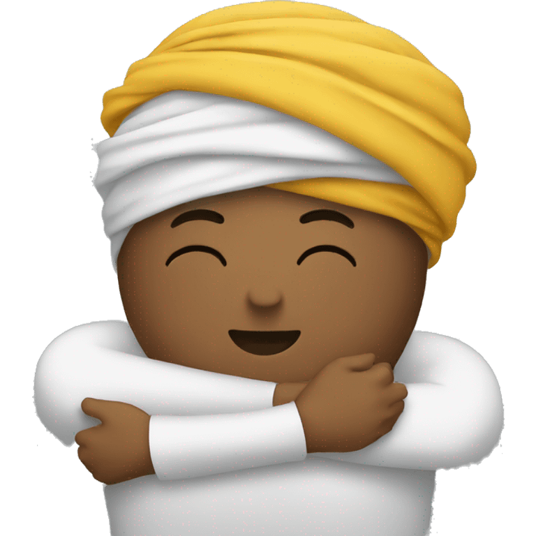 hugging yourself man with turban emoji