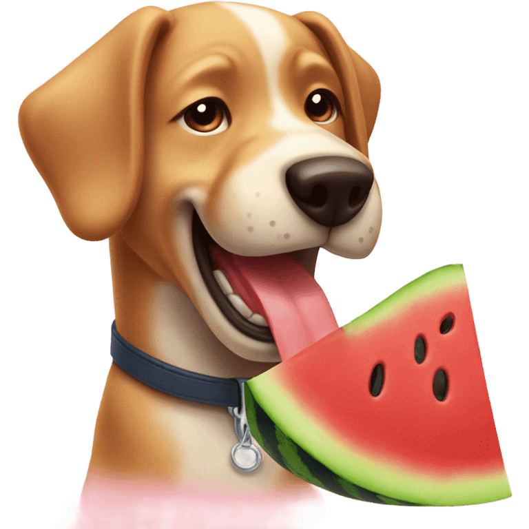 Dog eating watermelon emoji