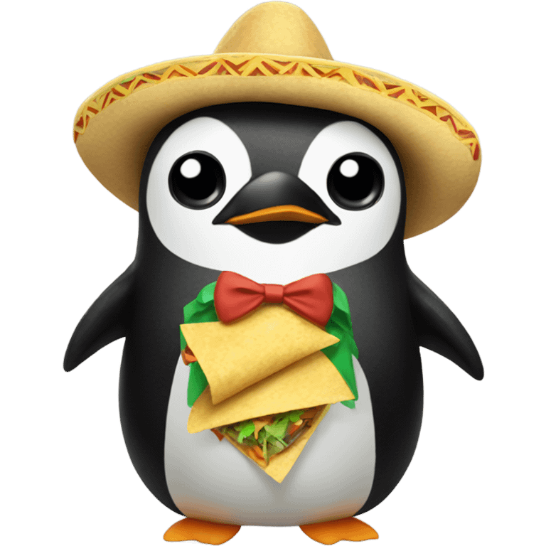 Mustache Penguin in taco suit emoji