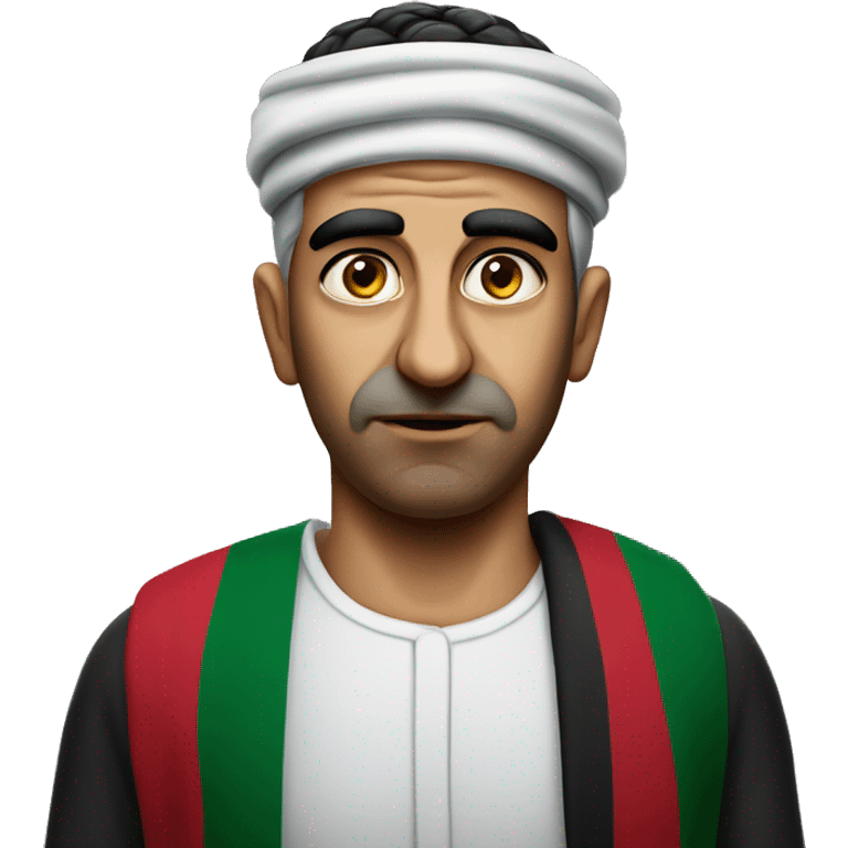 Palestinian in national guise photorealistic serious emoji