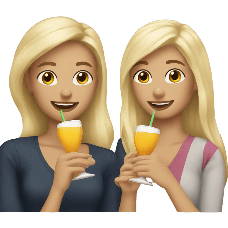 blonde girls enjoying drinks together emoji