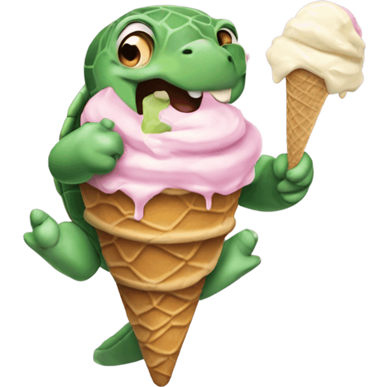 turtle eating ice cream emoji