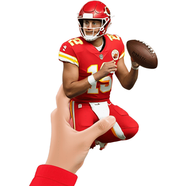 Patrick Mahomes spinning football on finger emoji