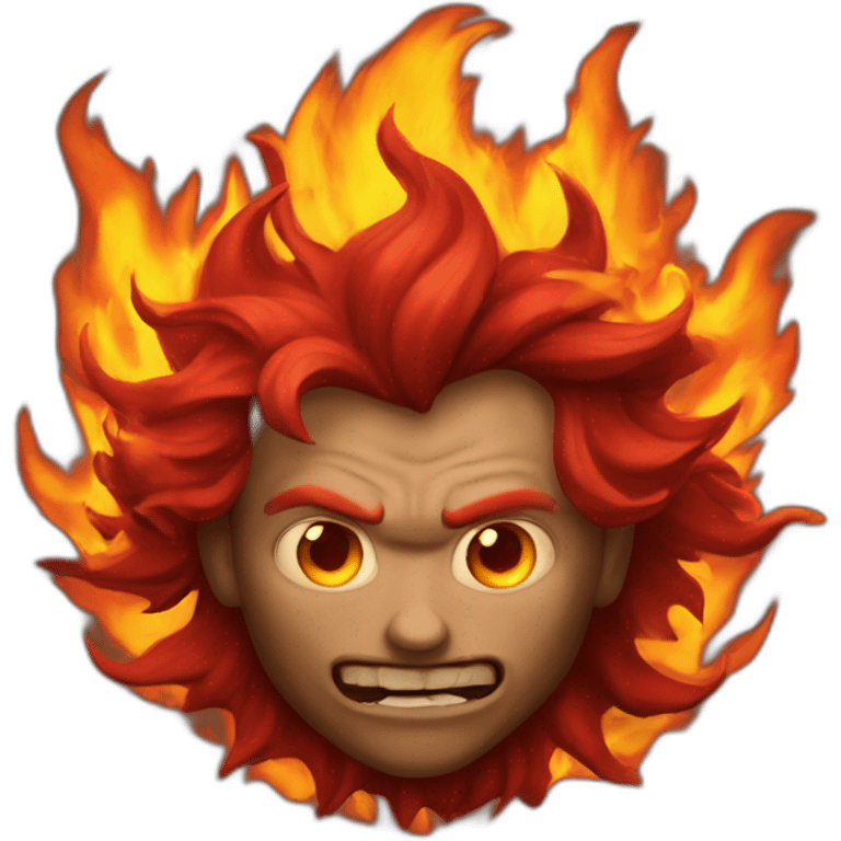 Un demonio con fuego emoji