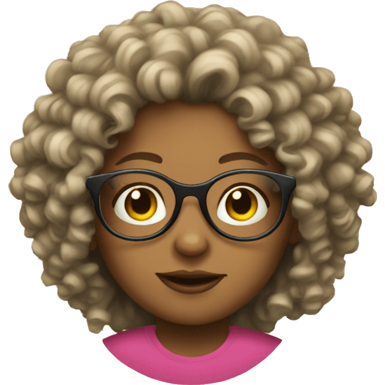 Female round glasses high curly hair emoji