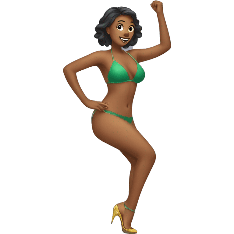 Women with pump heels and bikini dancing emoji