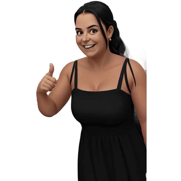 smiling girl in black dress emoji