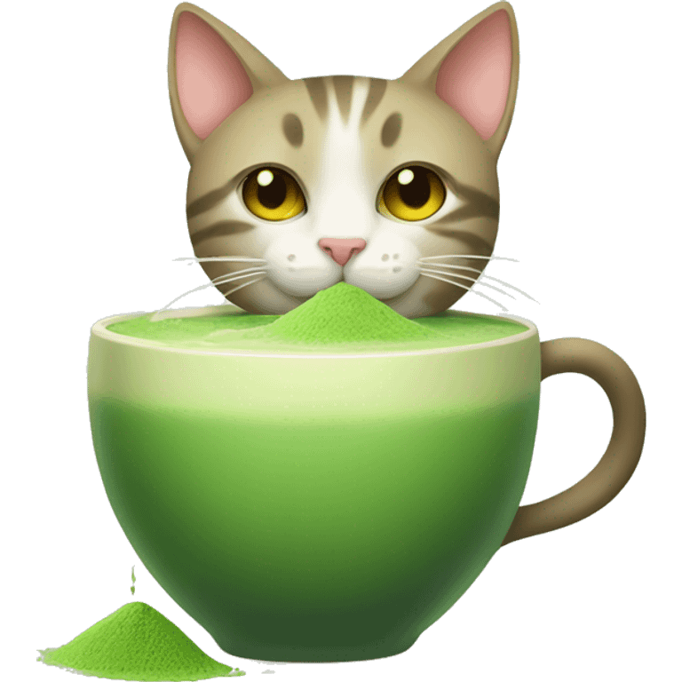 Cat drinking matcha emoji