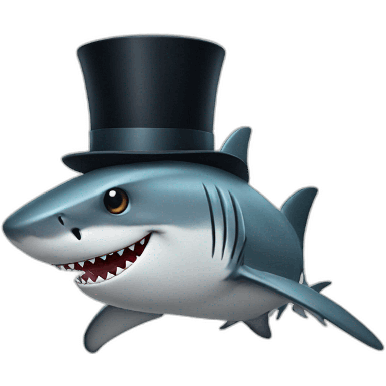 Shark with a top hat emoji