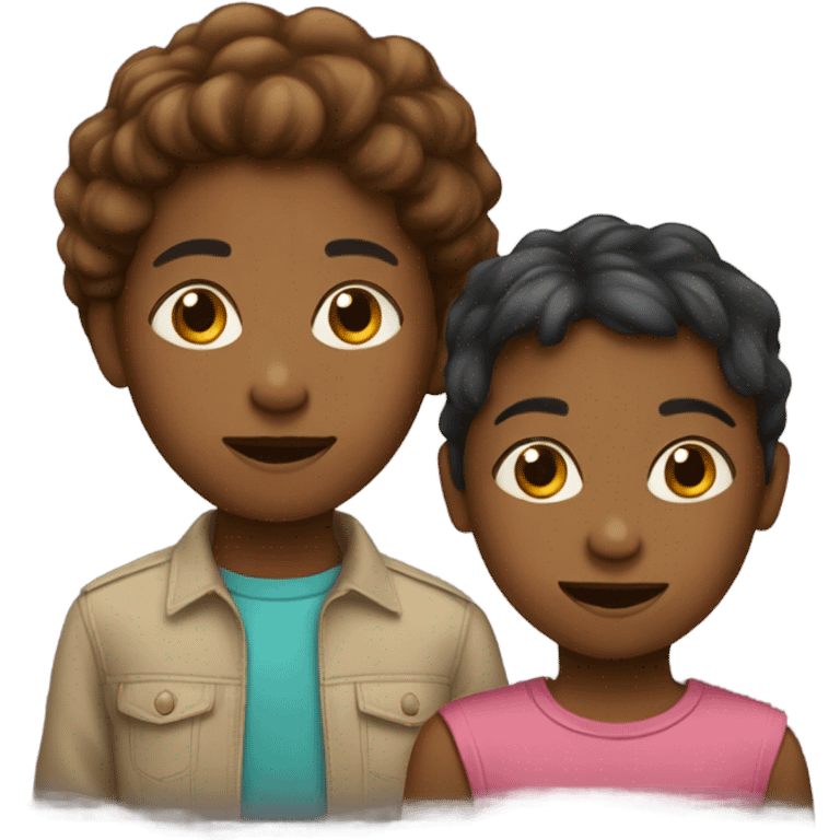 3 brown kids emoji