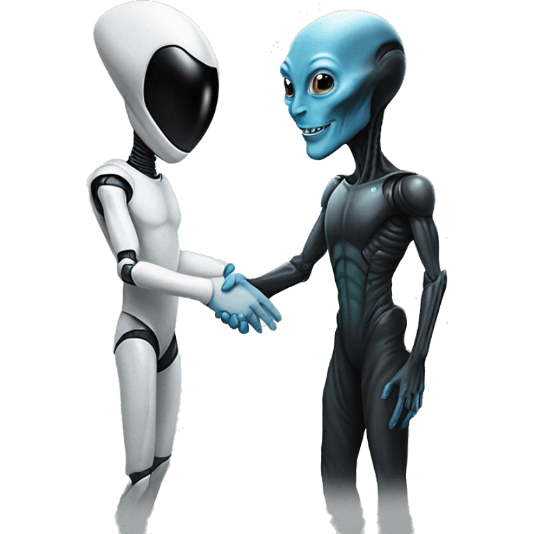 Alien and Elon Musk are shaking hands  emoji