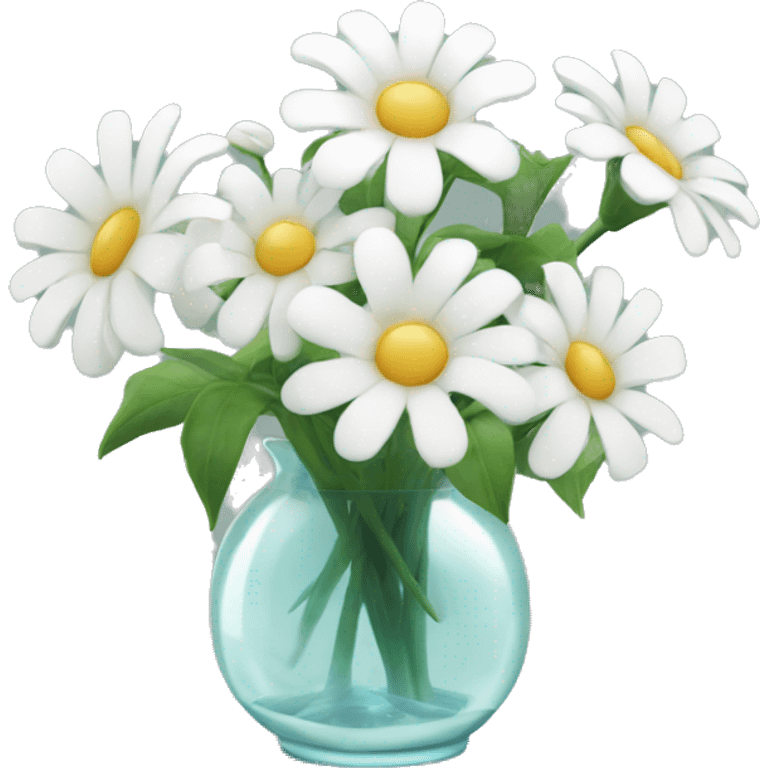 white flowers in glass vase emoji