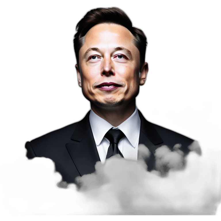 Elon Musk in the clouds of smoke emoji