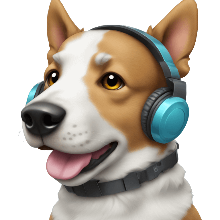 Cattle dog With headphones  emoji