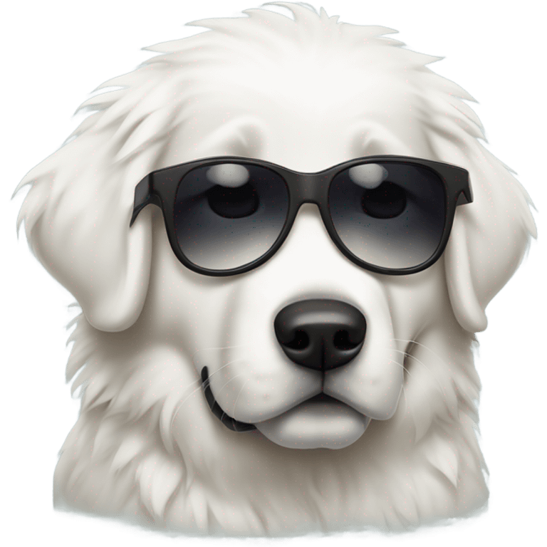 Great Pyrenees puppy with sunglasses emoji