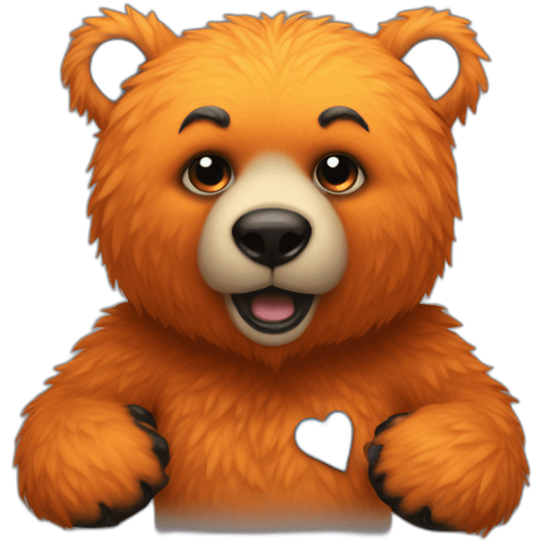 glamrock orange bear with tiny black top and blue eyelash emoji